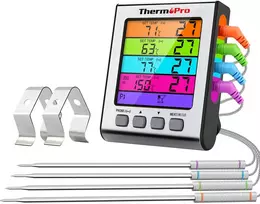 ThermoPro skaitmeninis mėsos termometras su 4 nerūdijančio plieno zondais TP17H