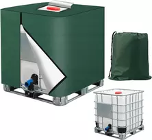 BUCOMTU IBC konteinerio 1000 l apsauginis uždangalas, 420D Oxford, užtrauktukas, žalias