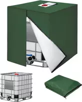 Jissta IBC tvirtas vandens talpos uždangalas 420D Oxford audinys 120 x 100 x 116 cm žalias su užtrauktuku