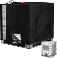 DBREAKS IBC talpos uždanga, 1000 l, neperšlampama, UV ir dulkių apsauga, su langeliu, užtrauktuku