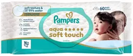 Kūdikių servetėlės PAMPERS Aqua Soft Touch, 60 vnt.