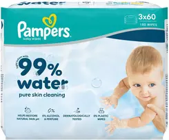 Kūdikių servetėlės PAMPERS Vanduo, 3x60 vnt.