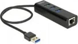 Delock USB-HUB 3-Port USB3.0, +1x Gigabit LAN