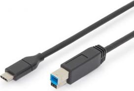 Digitus Connection Cable USB 3.1 Gen.2 SuperSpeed + 10Gbps USB Type C / B M / M Power Delivery, black, 1.8m