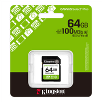 KINGSTON Canvas Select Plus | 64GB | SD | Flash memory class Class 10, UHS-I, U1/U3, Video Class 10/30