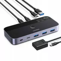 Ugreen USB-C į USB-A 10Gb/s jungiklis – pilkos spalvos