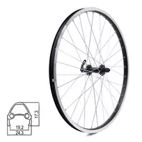 Priekinis ratas J19SB 24" // V-Brake, 32H, QR, dvigubas, kniedytas, aliuminis