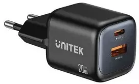 „Unitek“ įkroviklis su 1 USB-A ir 1 USB-C jungtimis, 3 A (P1128ABK01-EU)