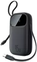 „Baseus“ išorinis akumuliatorius „Baseus EnerFill FC31 QPow3“ 20000mAh 45W su skaitmeniniu ekranu ir 2 integruotais USB-C kabeliais – juodas