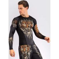 Venum Tiger Men's Long Sleeve Rashguard - Black/Neon Orange