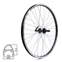 Galinis ratas J19SB 24" // V-Brake, 32H, užsukamas žv. blokas, QR, kniedytas, dvigubas, aliuminis