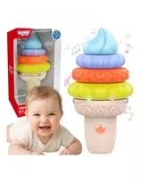 WOOPIE BABY muzikinė sensorinė dėlionė „Ledai“ su garsais ir švieselėmis, 5 dalys