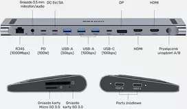 „Unitek“ uHUB15+ USB-C „Triple 4K KVM“ stotis/replikatorius su stovo funkcija (D1106AGY01)