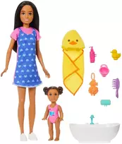 „Mattel“ lėlė „Barbie Skipper“: Auklėčių klubas – rinkinys su kūdikiu ir vonele (JJB43)