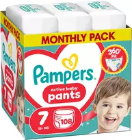 „Pampers“ vystyklai „Active Baby“ 7, 15+ kg, 108 vnt.