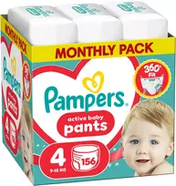 „Pampers“ vystyklai „Active Baby“ 4, 9–15 kg, 156 vnt.