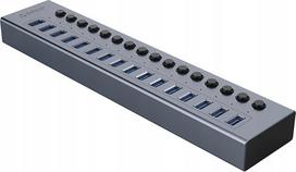 Orico HUB 16-portowy z włącznikiem USB-A 3.0 - szary | 6942227138064 | 6942227138064