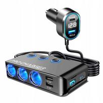 Cigarečių degiklio lizdo skirstytuvas 12 V 4xUSB 3.0 QC 2xUSB-C 216 W