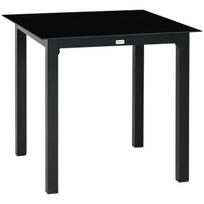 Kvadratinis lauko stalas 80x80x74 cm, aliuminis, grūdintas stiklas, 4 asmenims, juodas