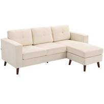 Kampinė sofa, 3 vietų, 192 cm L-formos, kreminė