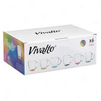6 dalių spalvotų puodelių rinkinys, stiklinės, Vivalto