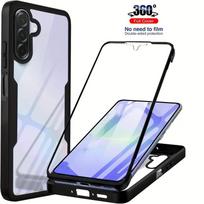 360° Skaidrus dvipusis telefono dėklas Samsung Galaxy A36 A56 A26 A35 A34 A55 A54 A53 A25 5G A16 A15 A14 A13 A12 A06 A05 A04 dangtelis A36 5G juoda