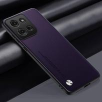 Prabangus PU odos dėklas Motorola Moto G15 nugarėlei, matinis, atsparus smūgiams, silikoninis, pilna apsauga, telefonui Motorola G15 For Moto G15 violetinė