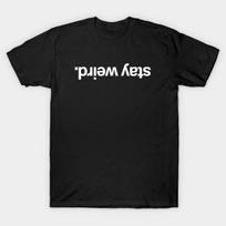Asian Size Men Black Print T-shirt Stay Weird No-Cut Print Cotton Tshirt 3XL juoda