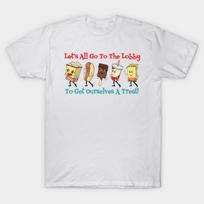 Asian Size Men Black Print T-shirt Let'S All Go To The Lobby To Get Ourselves A Treat! No-Cut Print Cotton Tshirt 3XL balta