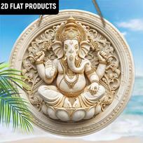 Wooden Ganesha Elephant-Headed God Wooden Ornament - for Door, Wall, Home, Room, Farmhouse, Street, Shop, Garage, Bar, Garden, and Coffee House Decor 1pc