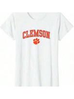 Clemson Tigers Womens Arch Over White Officially Licensed T-Shirt S juoda