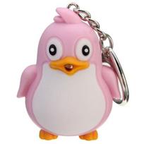 Cute Animal Penguin LED Light with Sound Key Chain Key Ring Torch Xmas Gift rožinė
