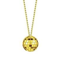 Trendy Mirror Disco Ball Charm Necklace Fashionable Bead Chain Neckwear 70s Party Wearing Neckchain for Men Women beige