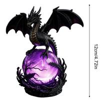 Dragon Figurine Resin Gothic Decoration With Ball Dragon Statues Figurines For Yard Outside Porch Backyard Halloween Night Home