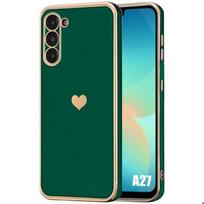 Dėklas Samsung Galaxy A27 5G, Silikoninis su Širdelės Raštu, Minkštas Smūgiams Atsparus Apsauginis, Naktinis Žalias žalia