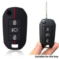 Smart Silicone Auto Key Fob Chain Ring Housing Case Cover Mount 3 Button Fit For Peugeot 208 301 308 508 5008 3008 Citroen 2010