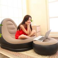 Inflatable Lazy Armchair Pvc Flocked Folding Sofa With Pull-On Lunch Chaise Longue Set Premium Grade Auto Interior Accessory