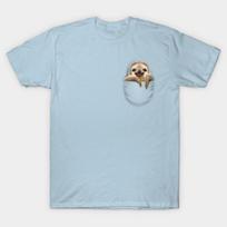Asian Size Men Black Print T-shirt Pocket Sloth No-Cut Print Cotton Tshirt 2XL šviesiai mėlyna spalva