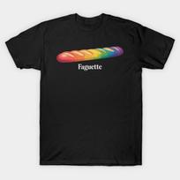 Asian Size Men Black Print T-shirt Lgbt Rainbow Baguette Faguette Lgbt Bread No-Cut Print Cotton Tshirt S juoda