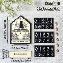Books Read Counter Up to 999 Cat Theme Decorative Desk Ornament Book Tracker Sign for Readers Book Lovers Home Office Study