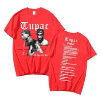 Reperis Tupac 2Pac vyriškas vintažinis trumpomis rankovėmis hip-hop me S raudona