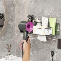 New Hair Dryer Rack, Bathroom Hair Dryer Hanging Rack, Wall-mounted Air Duct Bracket, Bathroom Storage Rack, Tissue Holder [gun gray] carton packaging