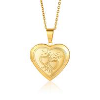 Romantic Love Heart Locket Pendant Openable Gold Color Stainless Steel Photo Frame Memorial Necklace For Women Jewelry Gift 2025 50cm