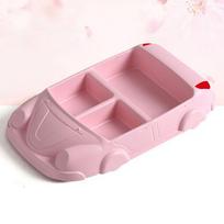 Kūdikio bambuko pluošto indai Vaikų kūrybiška automobilio formos lėkštė su skyreliais Vaikų stalo įrankiai Vaikų maisto lėkštė. Pink