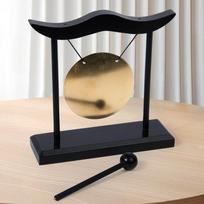 Retro Relaxation Desktop Gong Fortune Creative Copper Bell High Volume Wood Frame Feng Shui Metal Cymbals House Warming one size