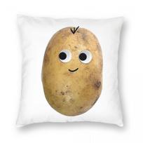 Happy Potato Googly Eyes Square Pillowcase Polyester Linen Velvet Creative Zip Decorative Throw Pillow Case Home Cushion Cover Peach skin 18*18(CM)-1Pcs