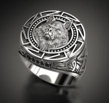 925 Sterling Silver Ring Retro Wolf Totem Thai Silver Ring Warrior Wolf Head Men's Ring 7 sidabras