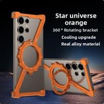 For Samsung Galaxy S22 S23 S24 Ultra S25Ultra Z Shape Metal Frame Phone Case Aluminum Frameless Magnetic Holder Shockproof Cover For Galaxy S26Ultra oranžinė