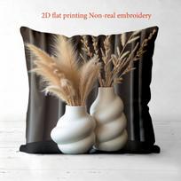 Pieces Boho Pampas Grass Vase Pillow Covers Polyester sofa decorative cushion cov Headboard Pillow (Without Pillow Core 40x40cm