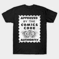 Asian Size Men Black Print T-shirt Approved By The Comics Code Authority No-Cut Print Cotton Tshirt 3XL juoda